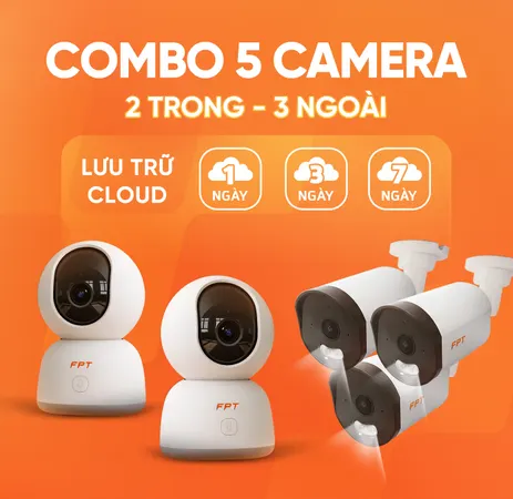 Combo 5 Camera (2 Trong - 3 Ngoài) - FPT Camera